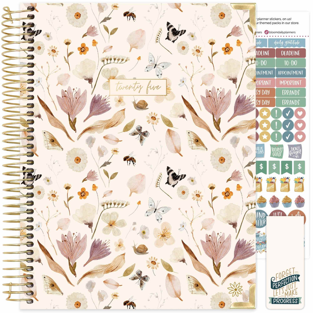 2025 Hard Cover Planner, 8.5" x 11", Butterfly Garden