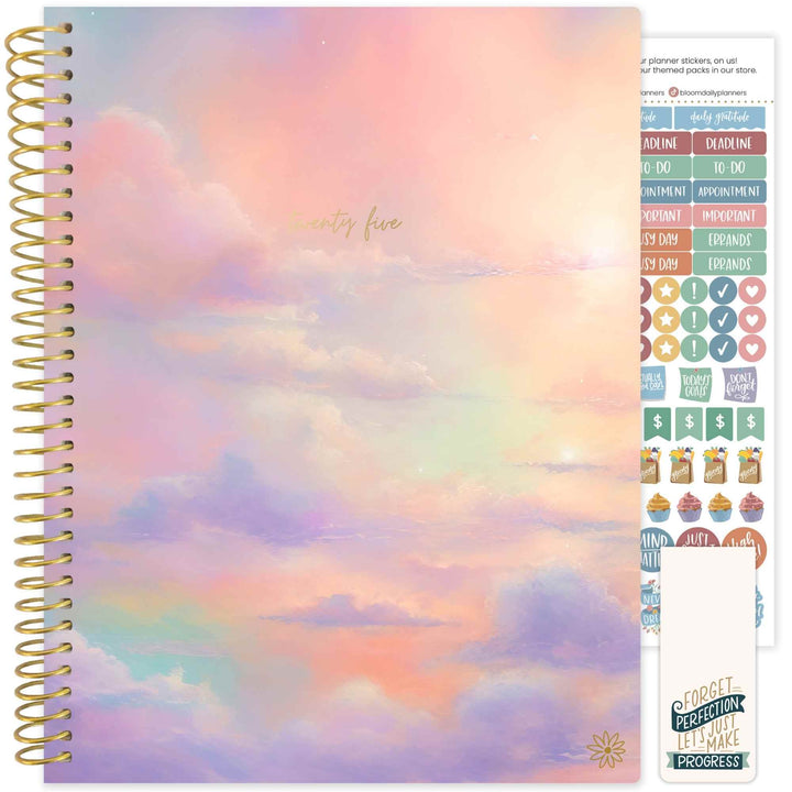 2025 Soft Cover Planner, 8.5" x 11", Cotton Candy Clouds