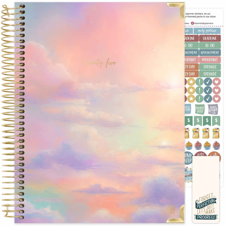 2025 Hard Cover Planner, 8.5" x 11", Cotton Candy Clouds