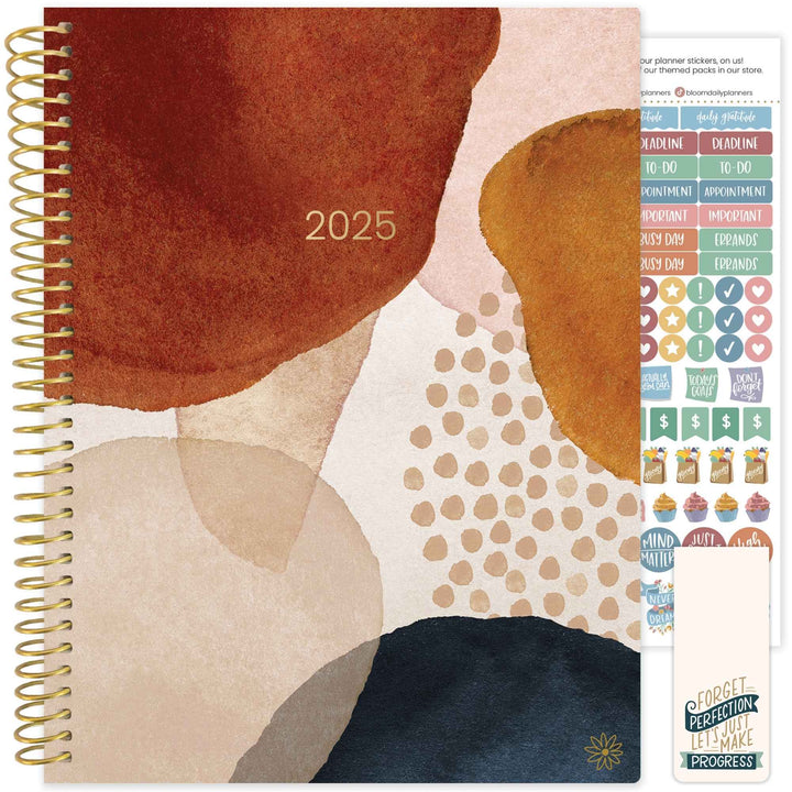 2025 Soft Cover Planner, 8.5" x 11", Earthy Abstract, Blue