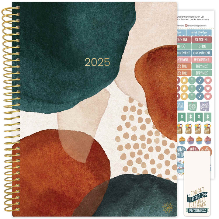 2025 Soft Cover Planner, 8.5" x 11", Earthy Abstract, Green