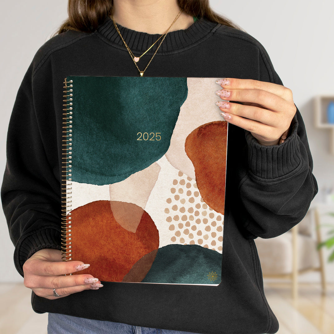 2025 Soft Cover Planner, 8.5" x 11", Earthy Abstract, Green