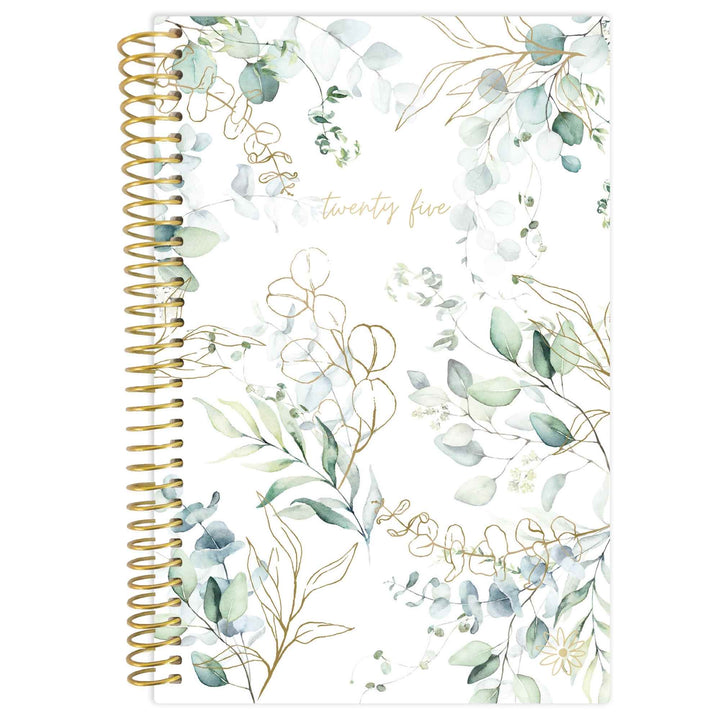 2025 Soft Cover Planner, 4" x 6", Eucalyptus, White