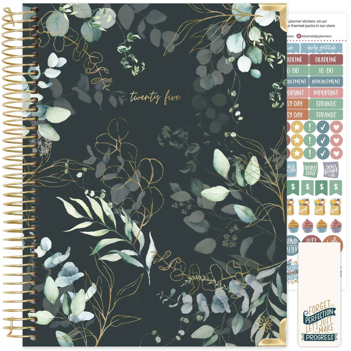 2025 Hard Cover Planner, 8.5" x 11", Eucalyptus, Green