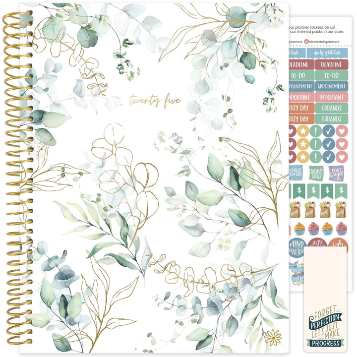 2025 Soft Cover Planner, 8.5" x 11", Eucalyptus, White