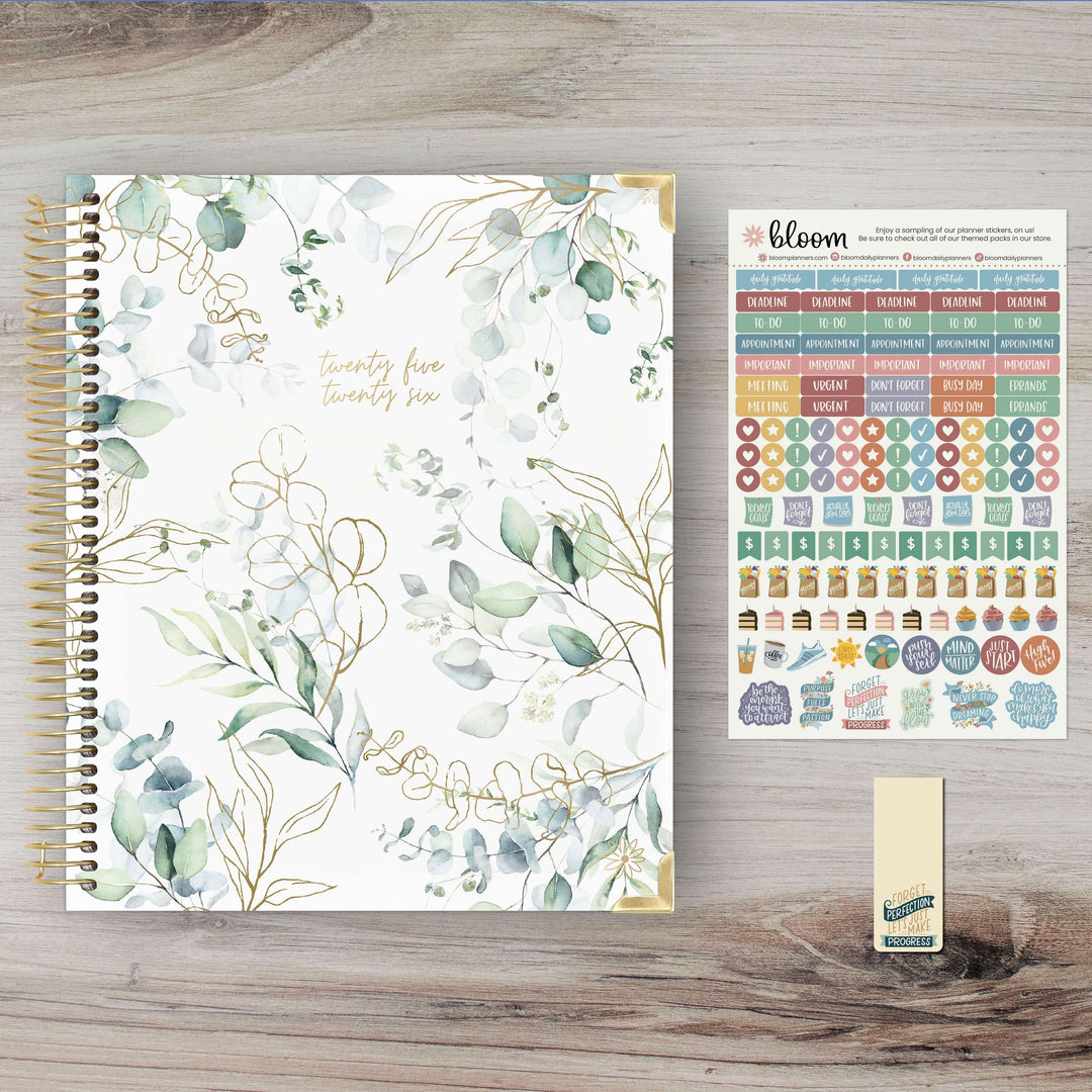 2025-26 Vision Planner, 7.5" x 9", Eucalyptus, White