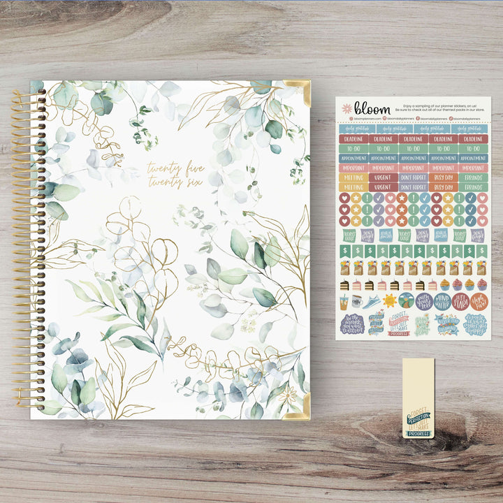 2025-26 Vision Planner, 7.5" x 9", Eucalyptus, White