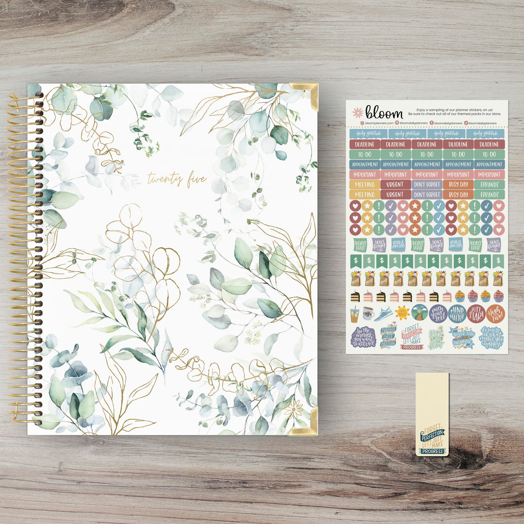 2025 Vision Planner, 7.5" x 9", Eucalyptus, White