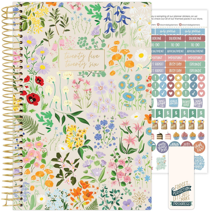 2025-26 Soft Cover Planner, 5.5" x 8.25", Garden Party, Beige