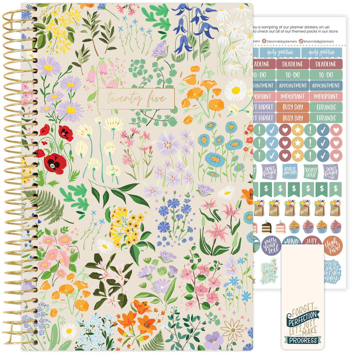 2025 Soft Cover Planner, 5.5" x 8.25", Garden Party, Beige