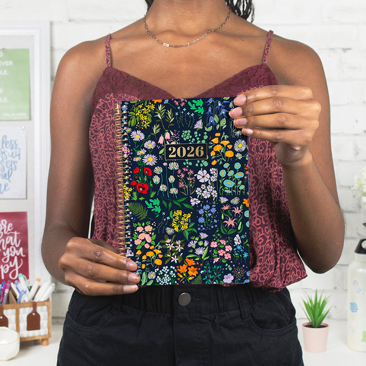 2026 Soft Cover Planner, 5.5" x 8.25", Garden Party, Navy