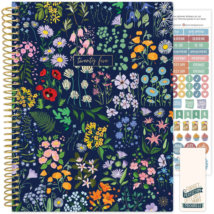 2025 Soft Cover Planner, 8.5" x 11", Garden Party, Navy