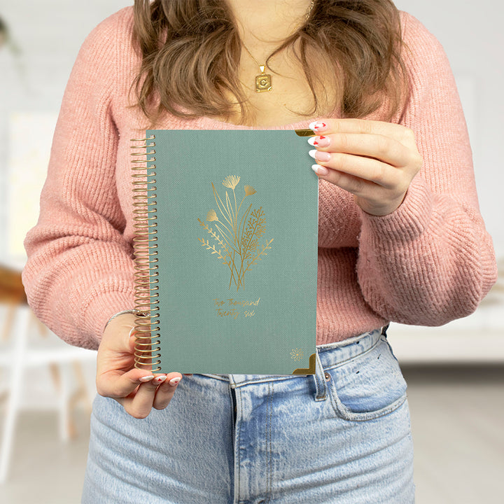 2026 Hard Cover Planner, 5.5" x 8.25", Linen, Green