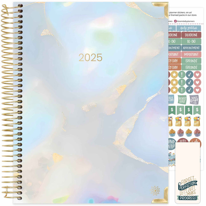 2025 Hard Cover Planner, 8.5" x 11", Iridescent Opal