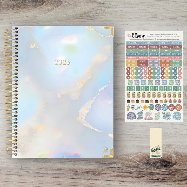 2025 Hard Cover Planner, 8.5" x 11", Iridescent Opal