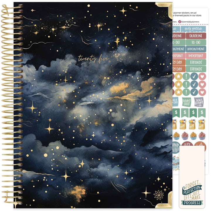 2025 Hard Cover Planner, 8.5" x 11", Midnight Sky