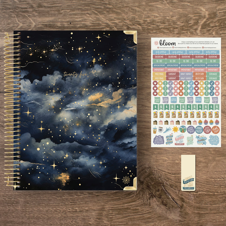 2025 Hard Cover Planner, 8.5" x 11", Midnight Sky