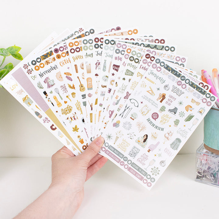 Planner Sticker Value Pack, Monthly Celebrations, Cool Tones