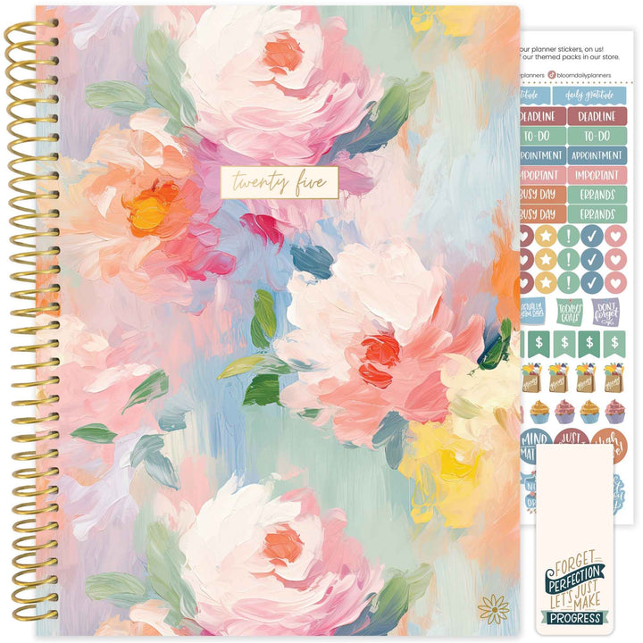 2025 Soft Cover Planner, 8.5" x 11", Painted Peonies