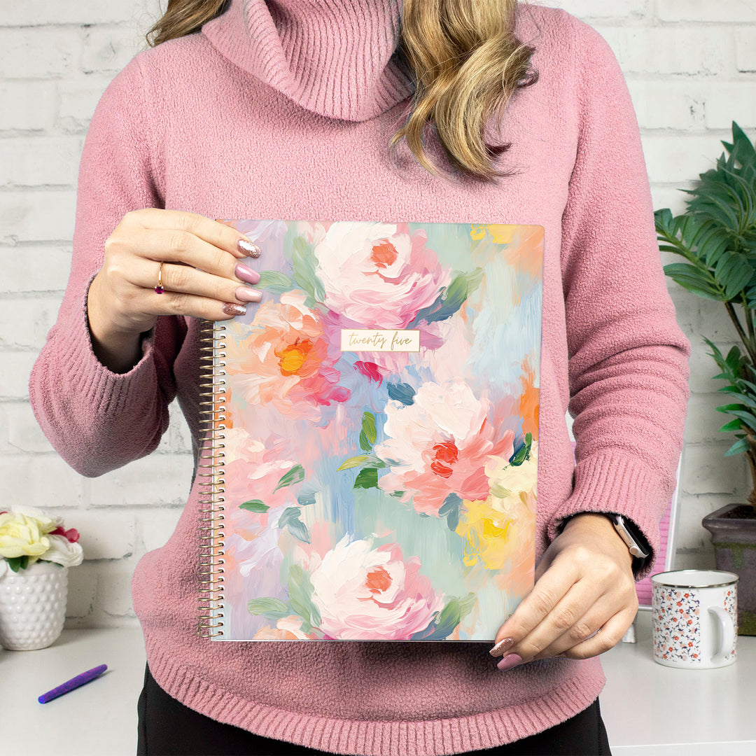 2025 Soft Cover Planner, 8.5" x 11", Painted Peonies