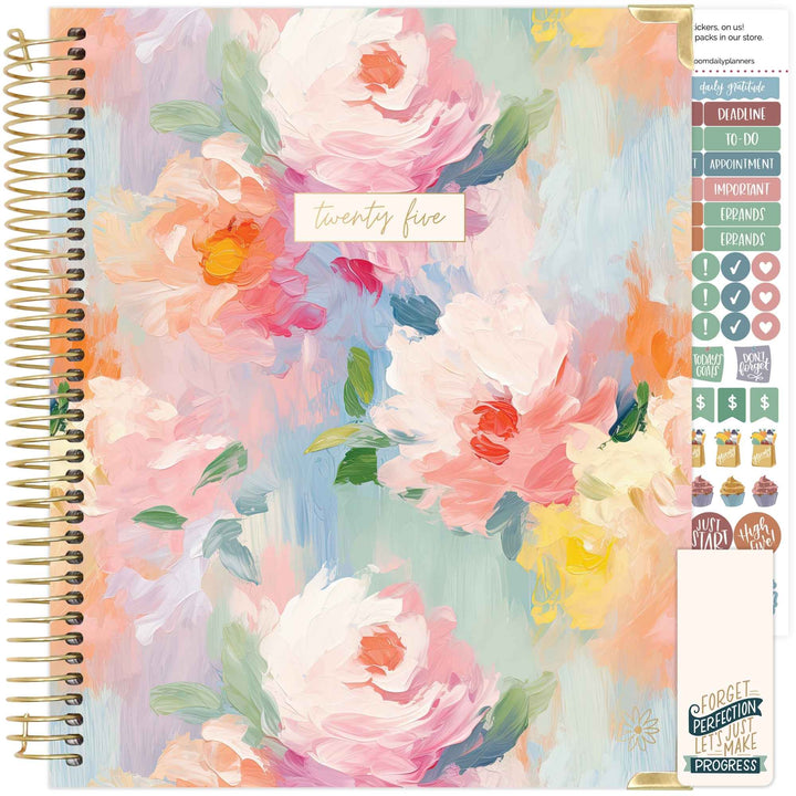 2025 Vision Planner, 7.5" x 9", Painted Peonies