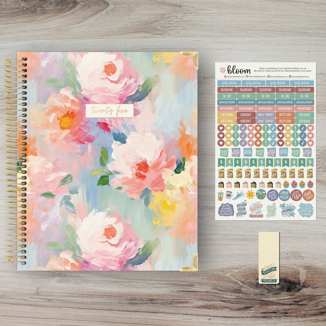 2025 Vision Planner, 7.5" x 9", Painted Peonies