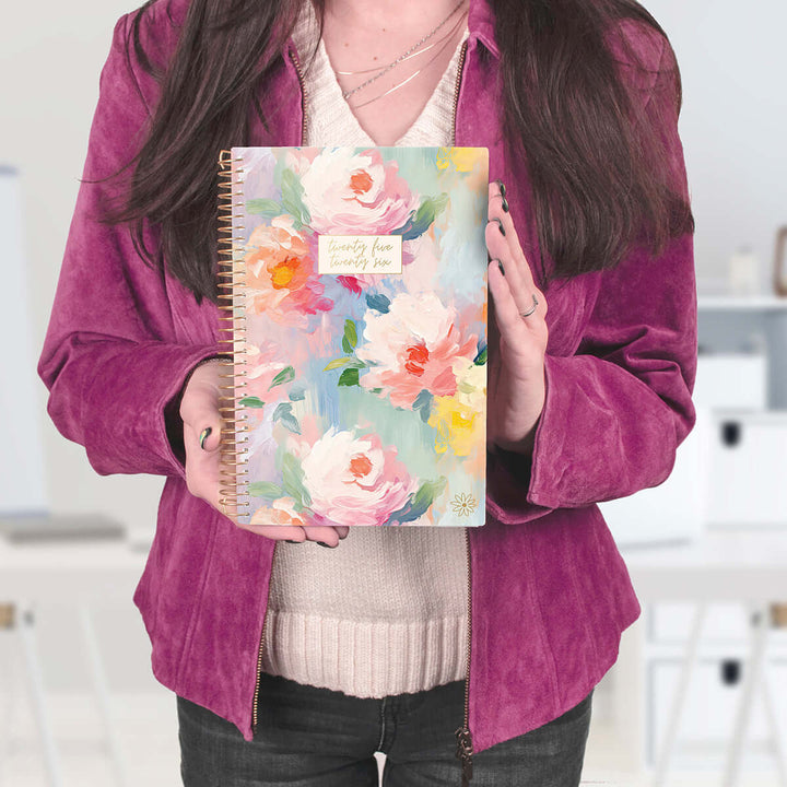 2025-26 Soft Cover Planner, 5.5" x 8.25", Painted Peonies