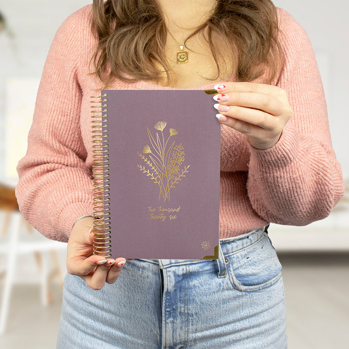 2026 Hard Cover Planner, 5.5" x 8.25", Linen, Purple