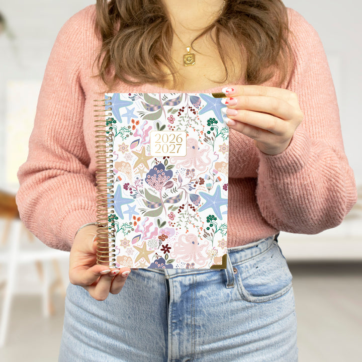 2026-27 Hard Cover Planner, 5.5" x 8.25" | Seaside Whimsy - bloom daily planners
