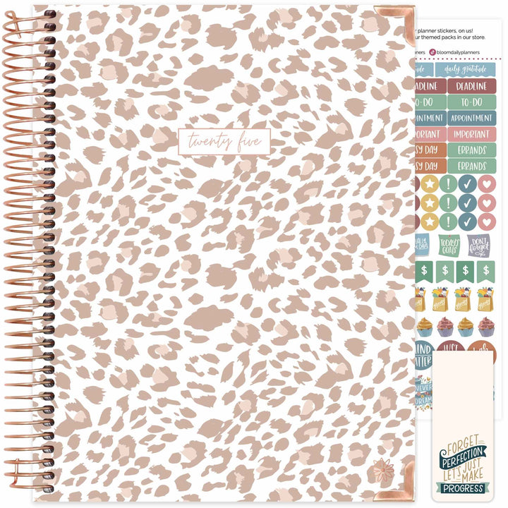 2025 Hard Cover Planner, 8.5" x 11", Tan Leopard