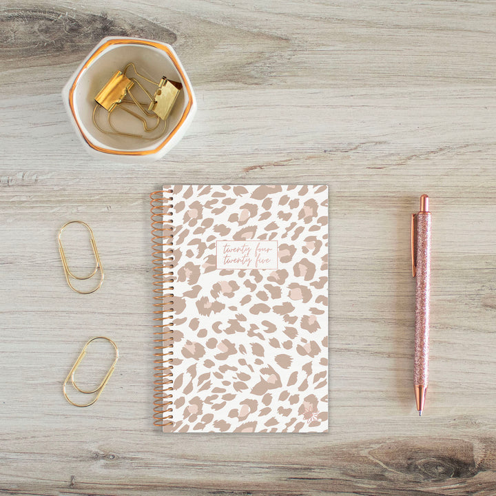 2024-25 Soft Cover Planner, 4" x 6", Tan Leopard