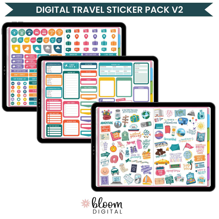 Digital Sticker Pack, Travel Stickers V2
