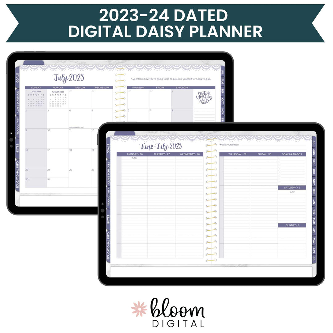 Digital 2023-24 Daisy Planner, for Digital Planning on iPad