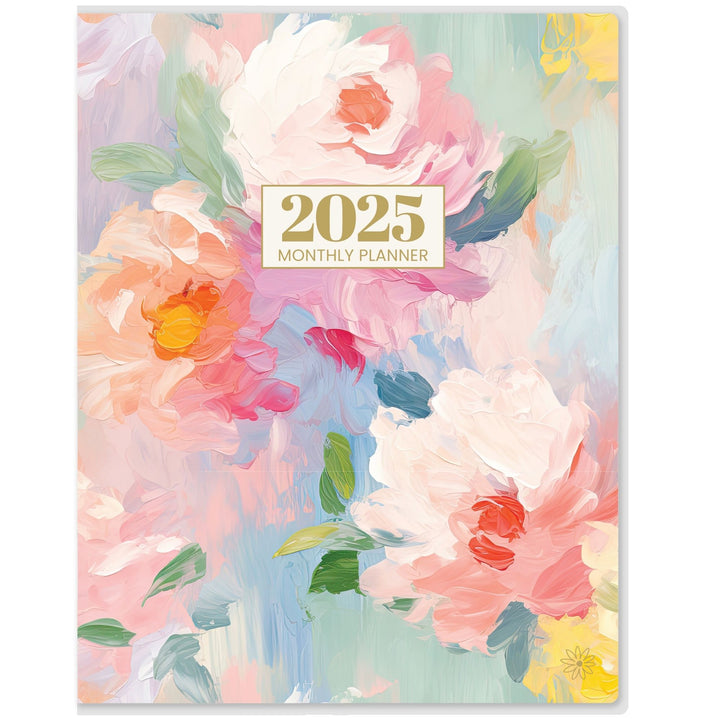 2025 Monthly Planner, 9" x 12", Painted Peonies