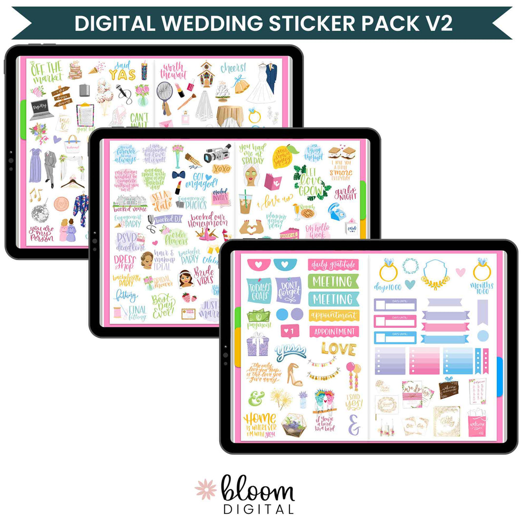 Digital Sticker Pack, Wedding Stickers V2