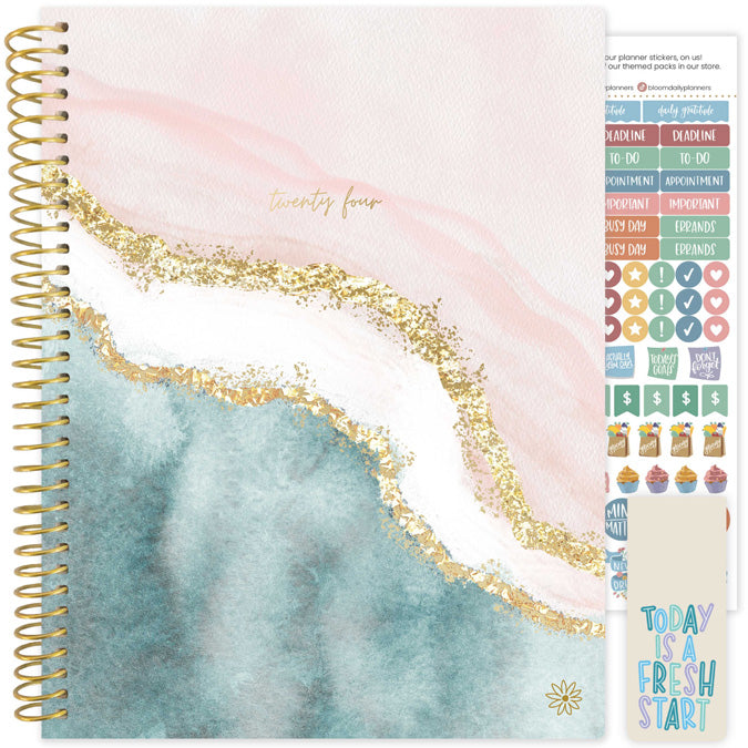 2024 Soft Cover Planner, 8.5" x 11", Daydream Believer, Pink & Blue