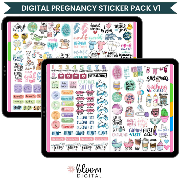 Digital Sticker Pack, Pregnancy Stickers V1