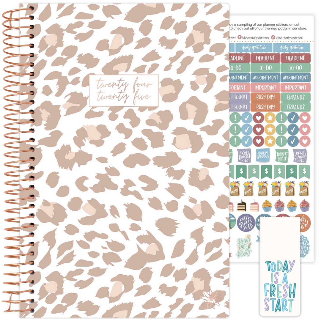 2024-25 Soft Cover Planner, 5.5" x 8.25", Tan Leopard