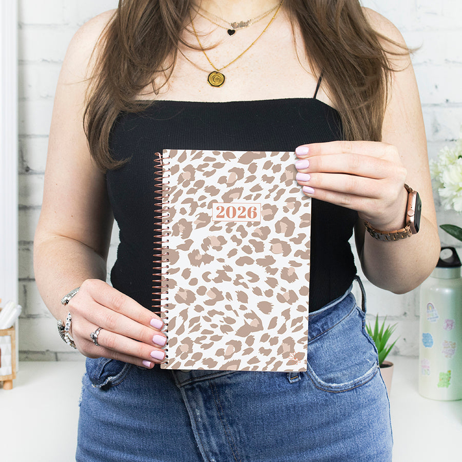 2026 Soft Cover Planner, 5.5" x 8.25", Tan Leopard