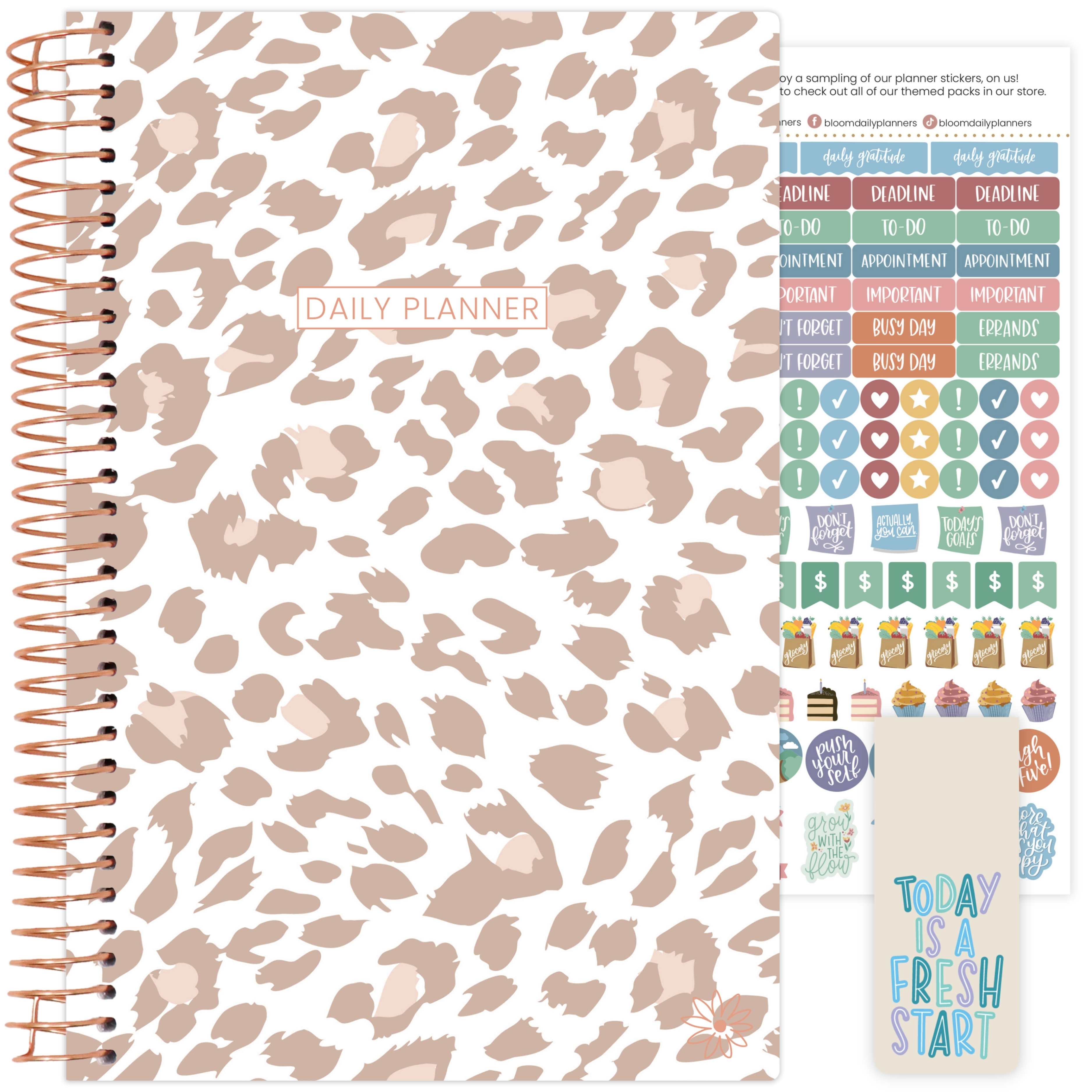 12 Month Dated Appointment Book with online Complete Business Organizer/Planner. 2 Sizes - Leopard Print Design - Start Any Month