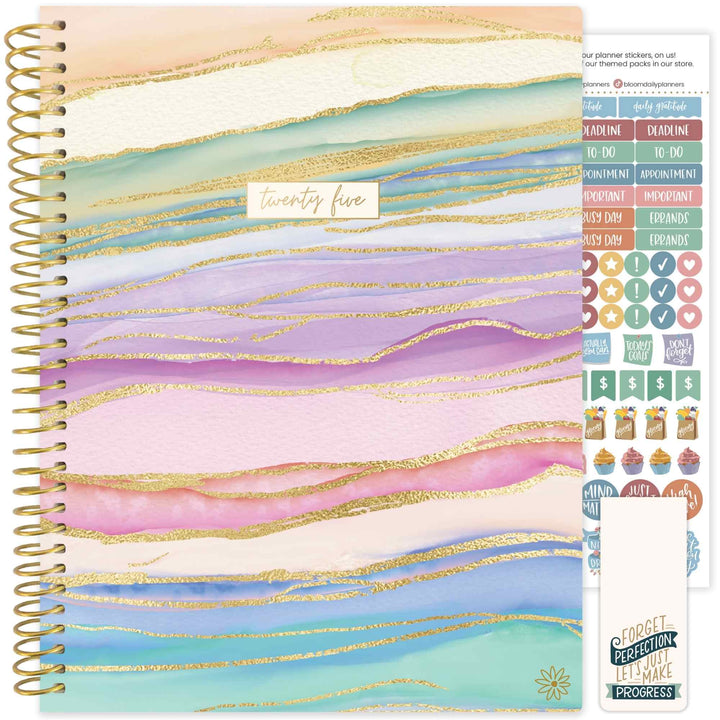 2025 Soft Cover Planner, 8.5" x 11", Watercolor Waves