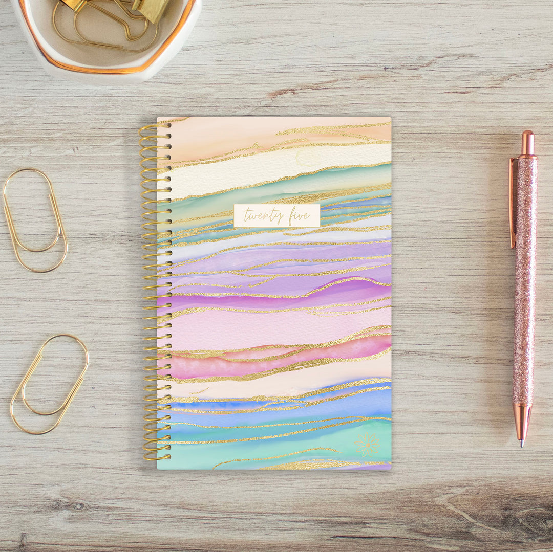 2025 Soft Cover Planner, 4" x 6", Watercolor Waves