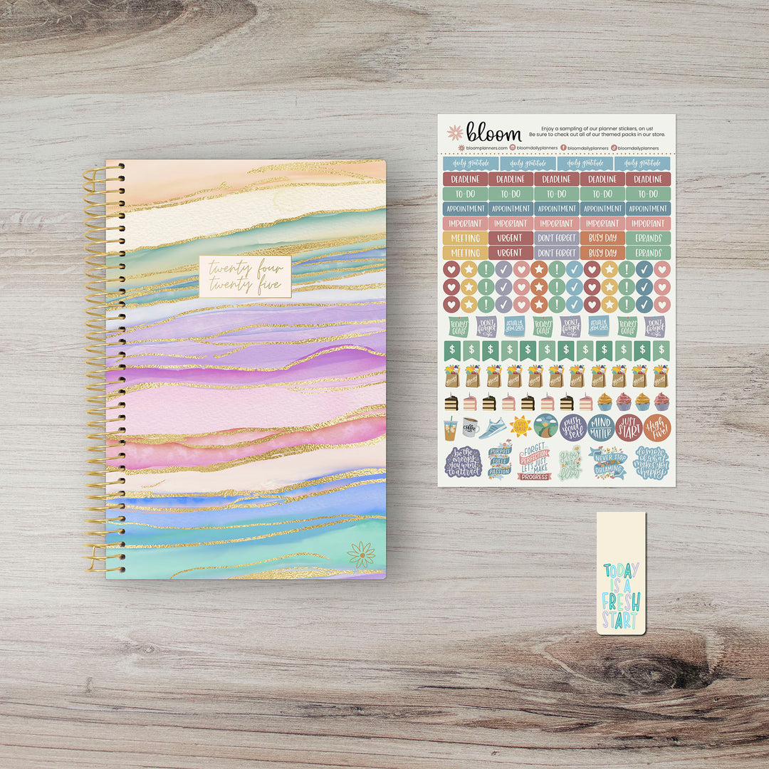 2024-25 Soft Cover Planner, 5.5" x 8.25", Watercolor Waves