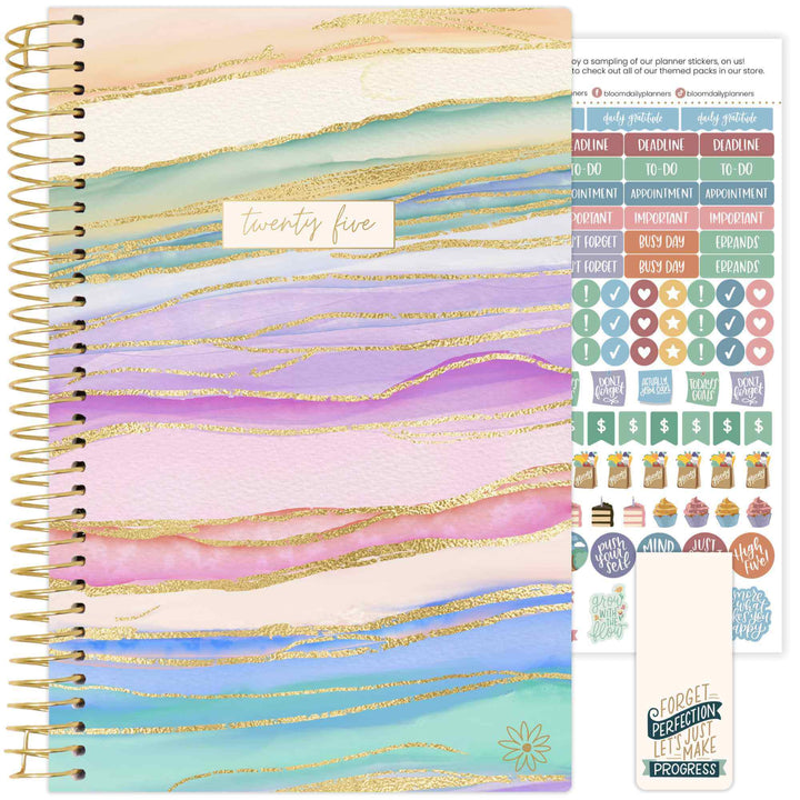 2025 Soft Cover Planner, 5.5" x 8.25", Watercolor Waves