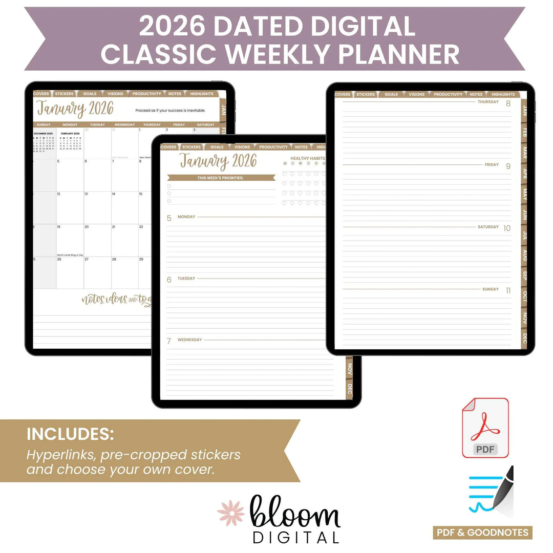 Digital Planner, Dated 2026 Classic Planner