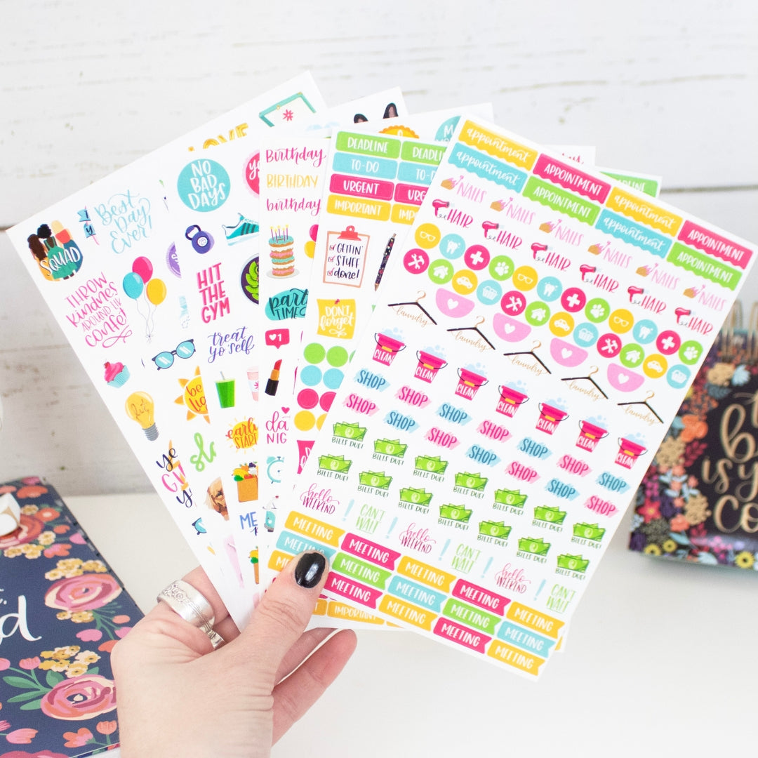 Bloom Daily Planners Productivity Stickers - Variety Sticker Pack - Six Sticker Sheets per Pack!