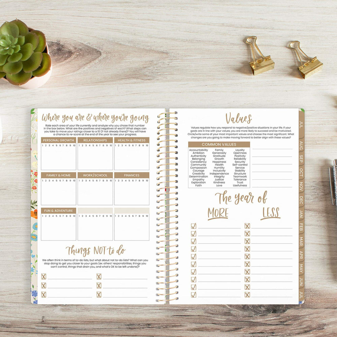2025-26 Soft Cover Planner, 5.5" x 8.25", Garden Party, Beige
