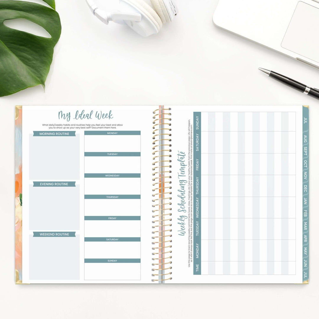 2025-26 Hard Cover Planner, 8.5" x 11", Painted Peonies