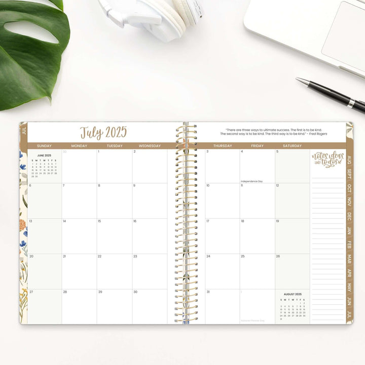 2025-26 Soft Cover Planner, 8.5" x 11", Whimsical Wildflowers