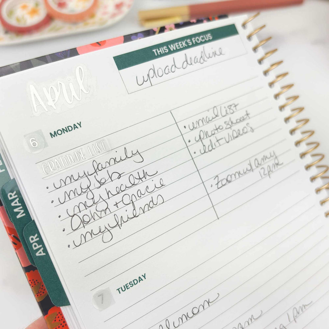 Planner Stickers | Calendar Essentials | Iridescent Foil on Clear - bloom daily planners